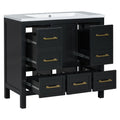 36'' Bathroom Vanity With Resin Sink Combo, Solid Wood Frame Bathroom Storage Cabinet, Freestanding Vanity Set With 5 Drawers& Soft Closing Doors Same As N710S136002B Black Bathroom Solid Wood Mdf Resin