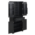 Bathroom Storage Cabinet With Doors And Drawer, Multiple Storage Space, Adjustable Shelf, Black Black Mdf