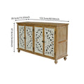 Accent Cabinet With 4 Doors, Farmhouse Sideboard Buffet Cabinet With Storage, Modern Credenza Storage Cabinet With Wood Carved Floral Doors For Living Room, Dining Room, Entryway, Hallway, Kitchen