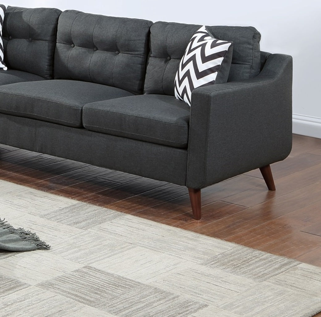Modern Cozy Sofa Loveseat W Pillows 2Pc Sofa Set Black Polyfiber Couch Tufted Cushions Living Room Black Primary Living Space Firm Tufted Back Contemporary,Modern Pine Square Arms Linen Blend,Pine,Plywood 5 Seat