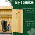 Outsunny Garden Storage Cabinet, Outdoor Tool Shed With Galvanized Top And Two Shelves For Yard Tools Or Pool Accessories, Natural Natural Wood Wood