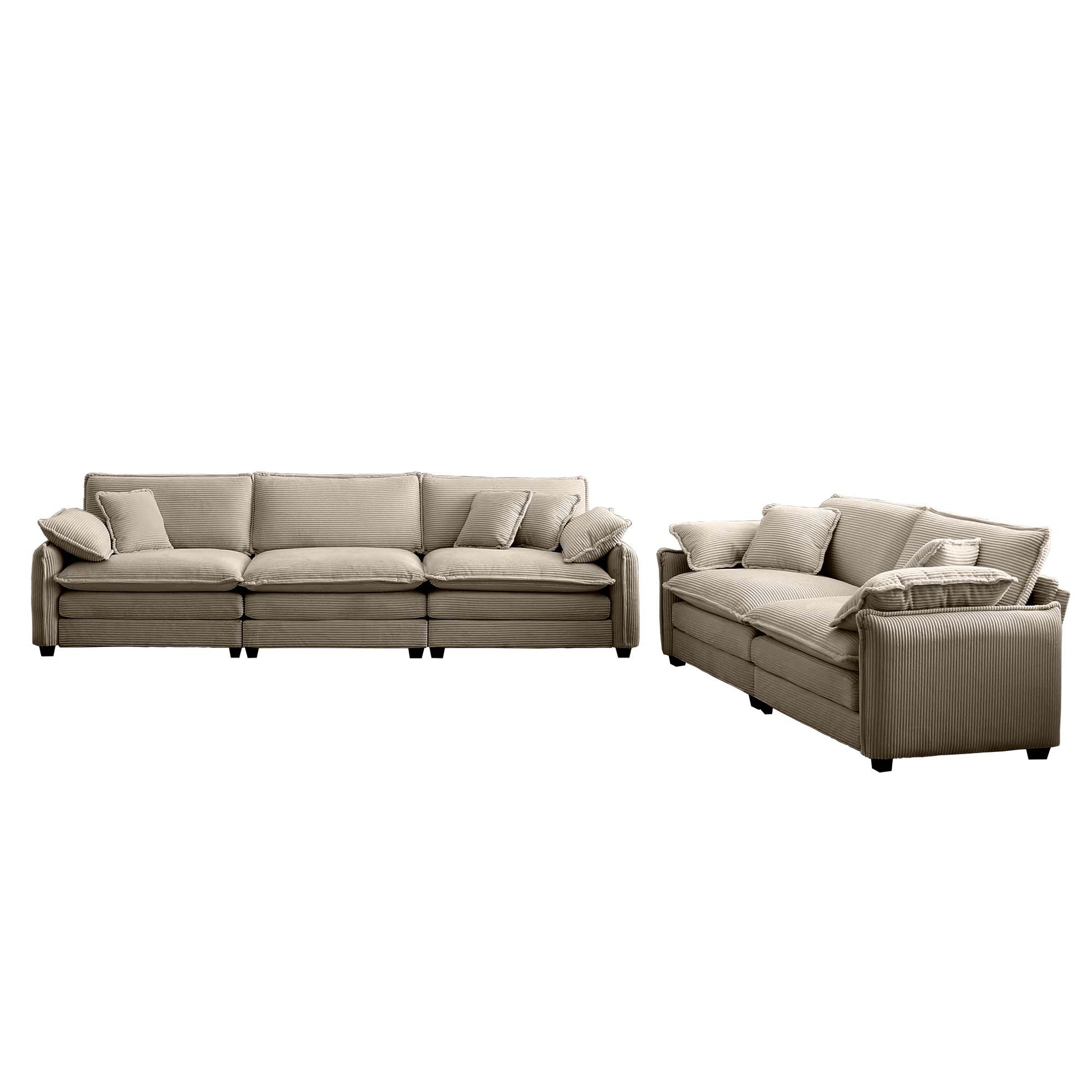 Family Sofa Set Deep Seat Sofa, Warm Sofa For Home Cinema And Living Room, One 2 Seater Sofa And One 3 Seater Sofa,Tan Corduroy Tan Corduroy 5 Seat