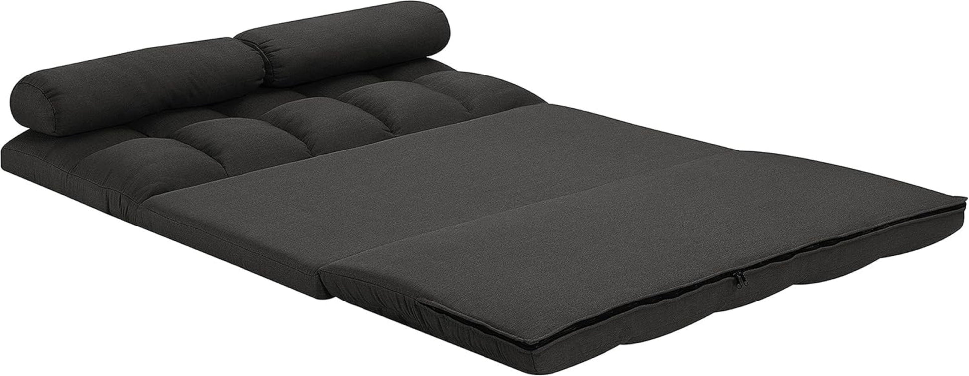 2 Seater Contemporary Foldable Sofa Bed Trifold Foam Mattress Sleeper Chair With Tufted Seat Backrest Convertible Couch W Pillows Grey 1Pc Grey Polyester Primary Living Space Cushion Back Traditional Foam Wood