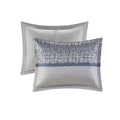 7 Piece Jacquard Comforter Set Navy Queen Queen Navy Polyester