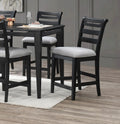 Modern 2Pc Counter Height Dining Chairs Black Color Ladder Back Frame Upholstered Cushion Seat Solid Wood Kitchen Dining Room Black Dining Room Foam Classic,Contemporary,Modern Dining Chairs Rubberwood Ladder Back Set Of 2 Fabric,Rubber Wood