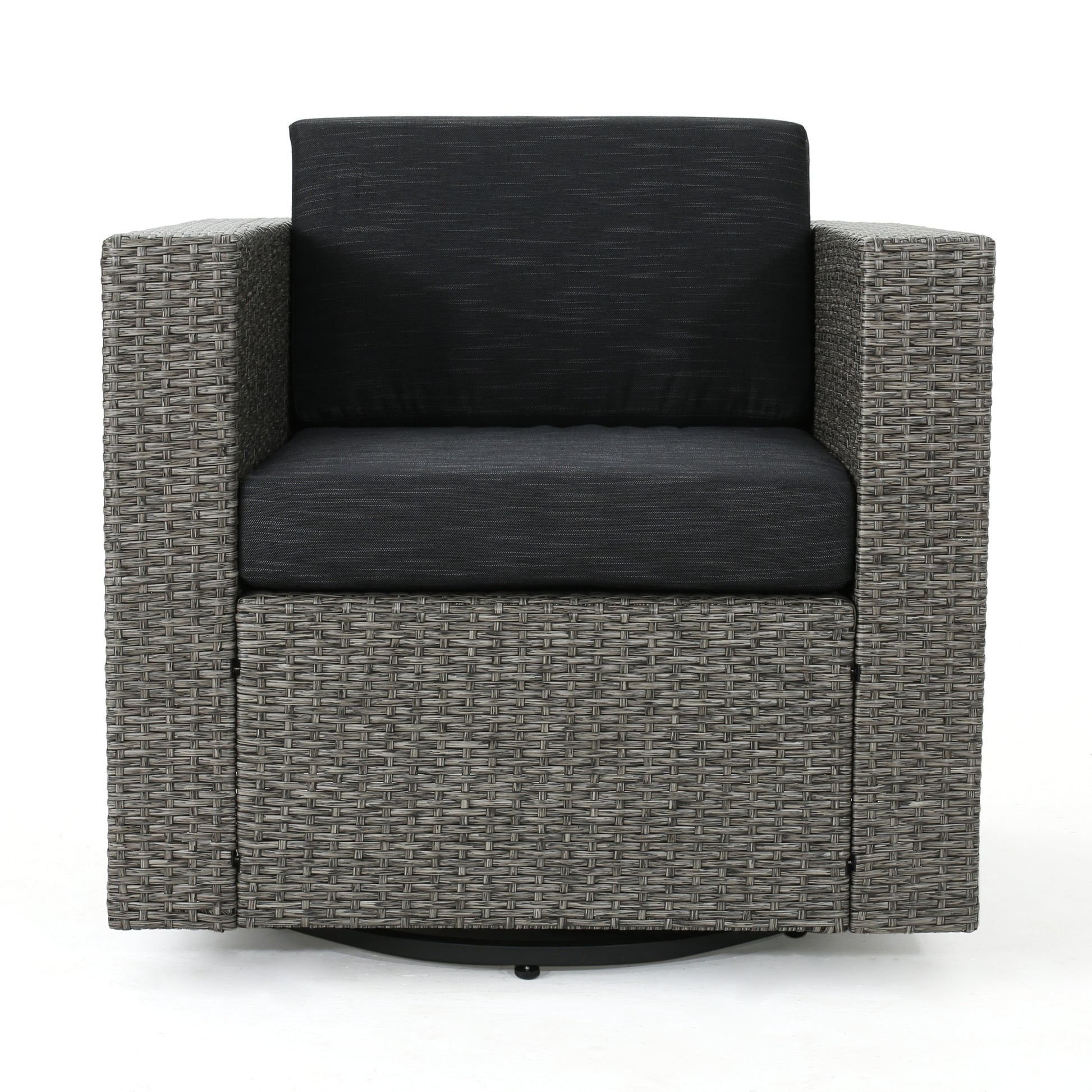 Puerta Mp1 Swivel Chair Black Black Gray Wicker