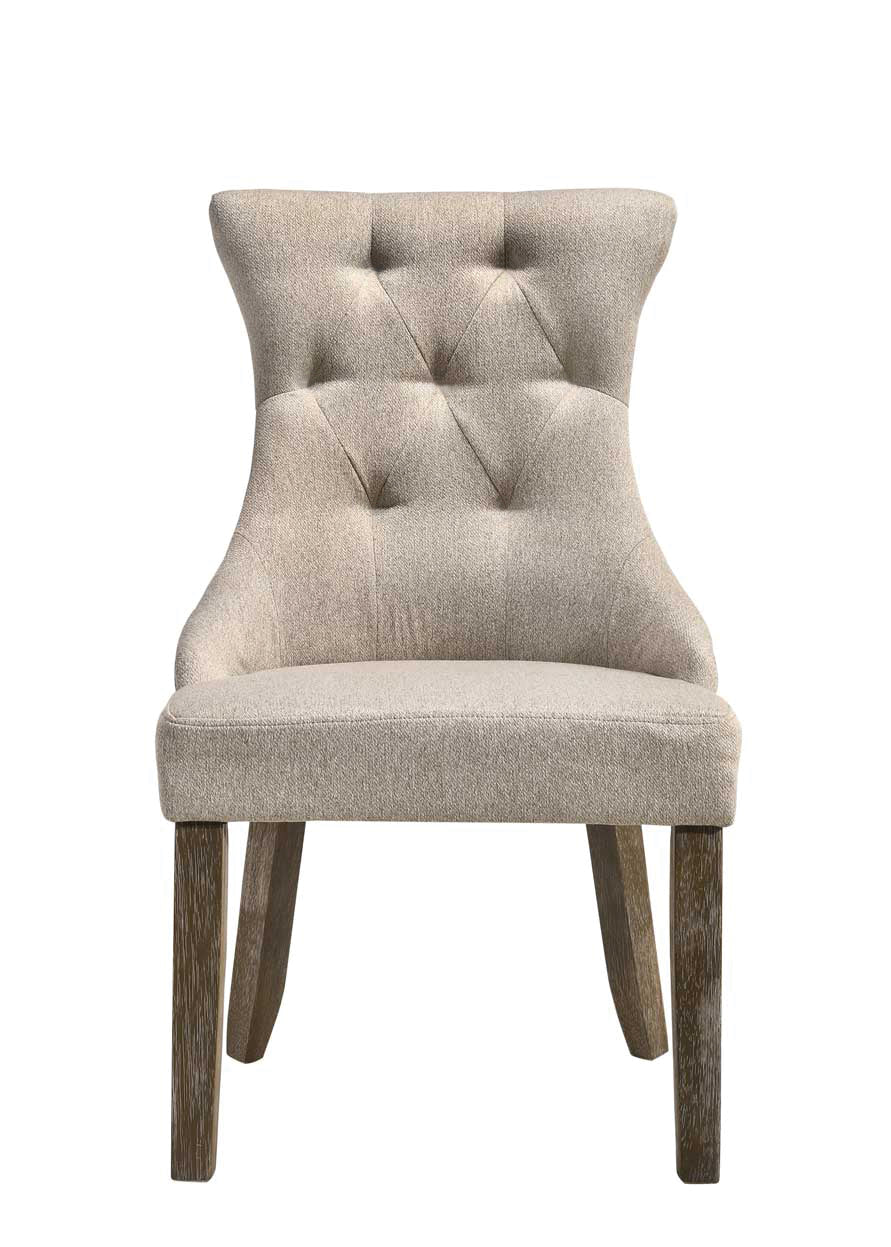 Gabrian Two Tone Beige Fabric & Reclaimed Gray Finish Side Chair Set Of 2 Beige,Gray Fabric,Synthetic Wood