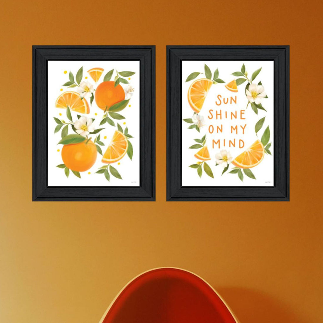 "Sunshine On My Mind Oranges" Framed Wall Art For Living Room, Wall Art Print For Home Decor, Bedroom Wall Art By House Fenway Multicolor Wood Paper