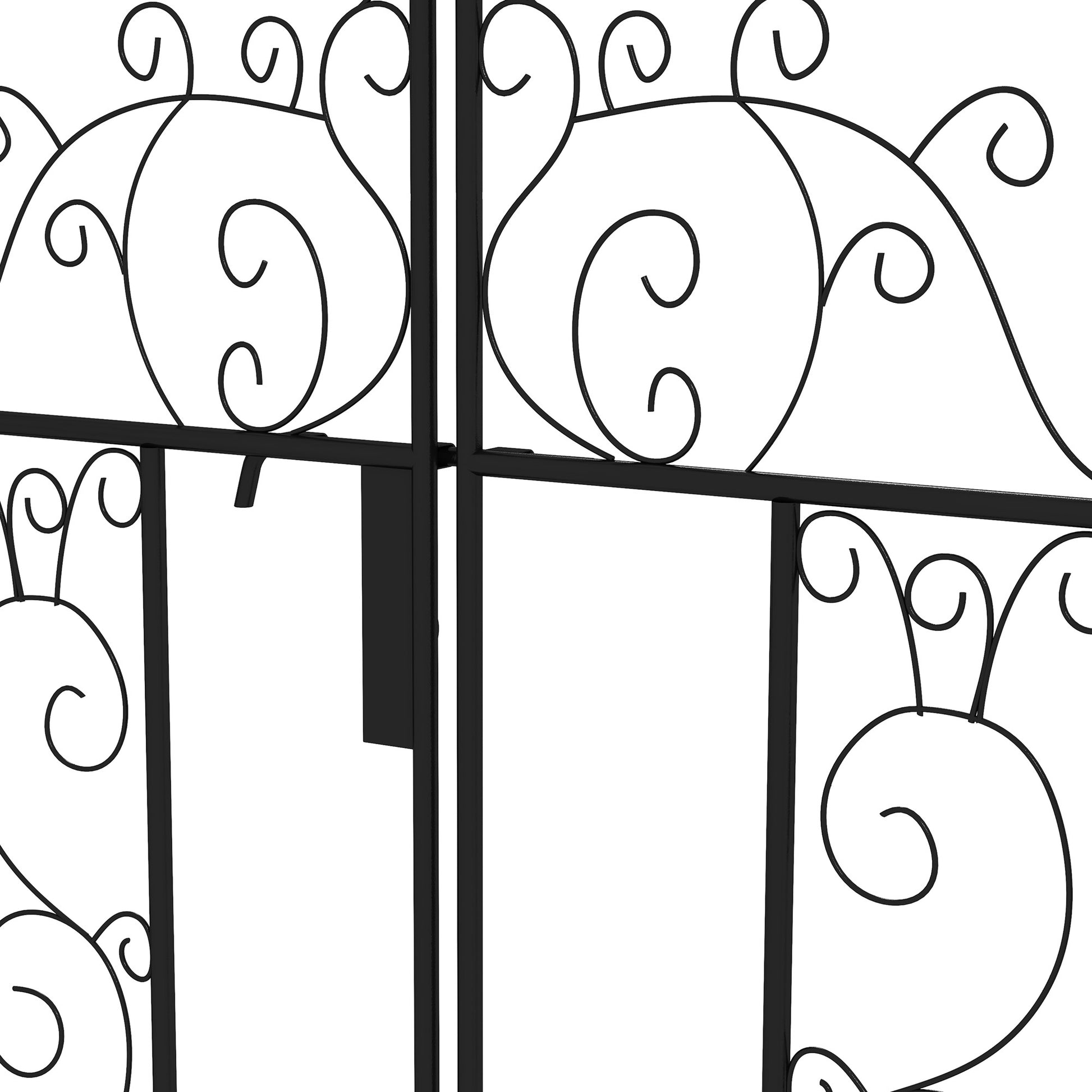 Outsunny 7.5' Metal Garden Arch With Gate, Garden Arbor Trellis For Climbing Plants, Roses, Vines, Wedding Arch For Outdoor Garden, Lawn, Backyard, Black Black Steel