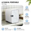 Mini Fridge, Portable Small Refrigerator 4L 6 Can Cooler & Warmer Compact Fridge For Skincare, Food And Drinks, Small Fridge For Bedroom, Dorm, Car, Office, Marble White White Abs