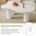 44'' X 25.9'' Easy Assembly Cloud Coffee Table With 1.5'' Thick Tabletop, Cream Style Irregular End Table With 3 Sturdy Legs, Sleek Center Table With Round Edge For Living Room, White White Mdf