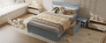 Full Size Platform Bed With Drawer And Two Shelves, Gray Full Gray Mdf Lvl