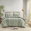 3 Piece Striped Cotton Duvet Cover Set King Multicolor Cotton