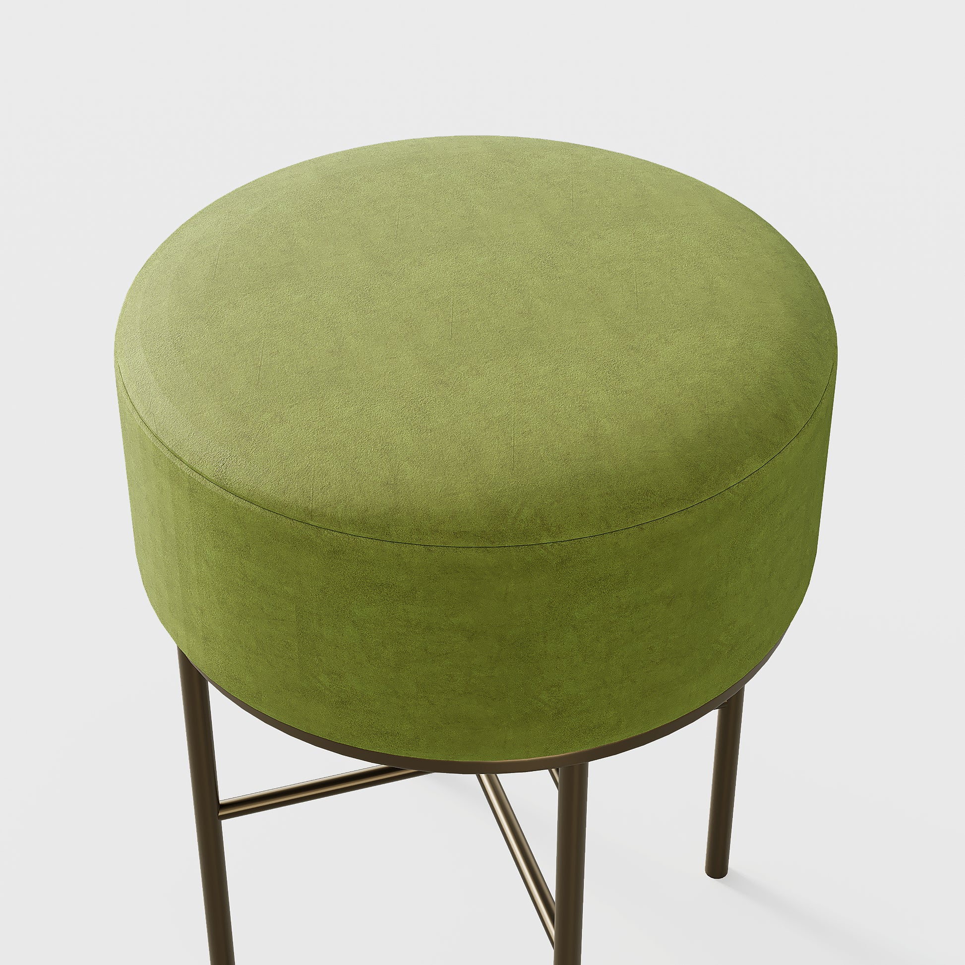 2 Pcs Round Cushioned Vanity Stool, Linen Upholstered Vanity Stool For Makeup Room, Modern Soft Stool For Bar And Dining, Ottoman Footrest Stool With Metal Legs For Living Room, Bedroom Matcha Green Matcha Green Vanity Stools Bedroom Round Modern