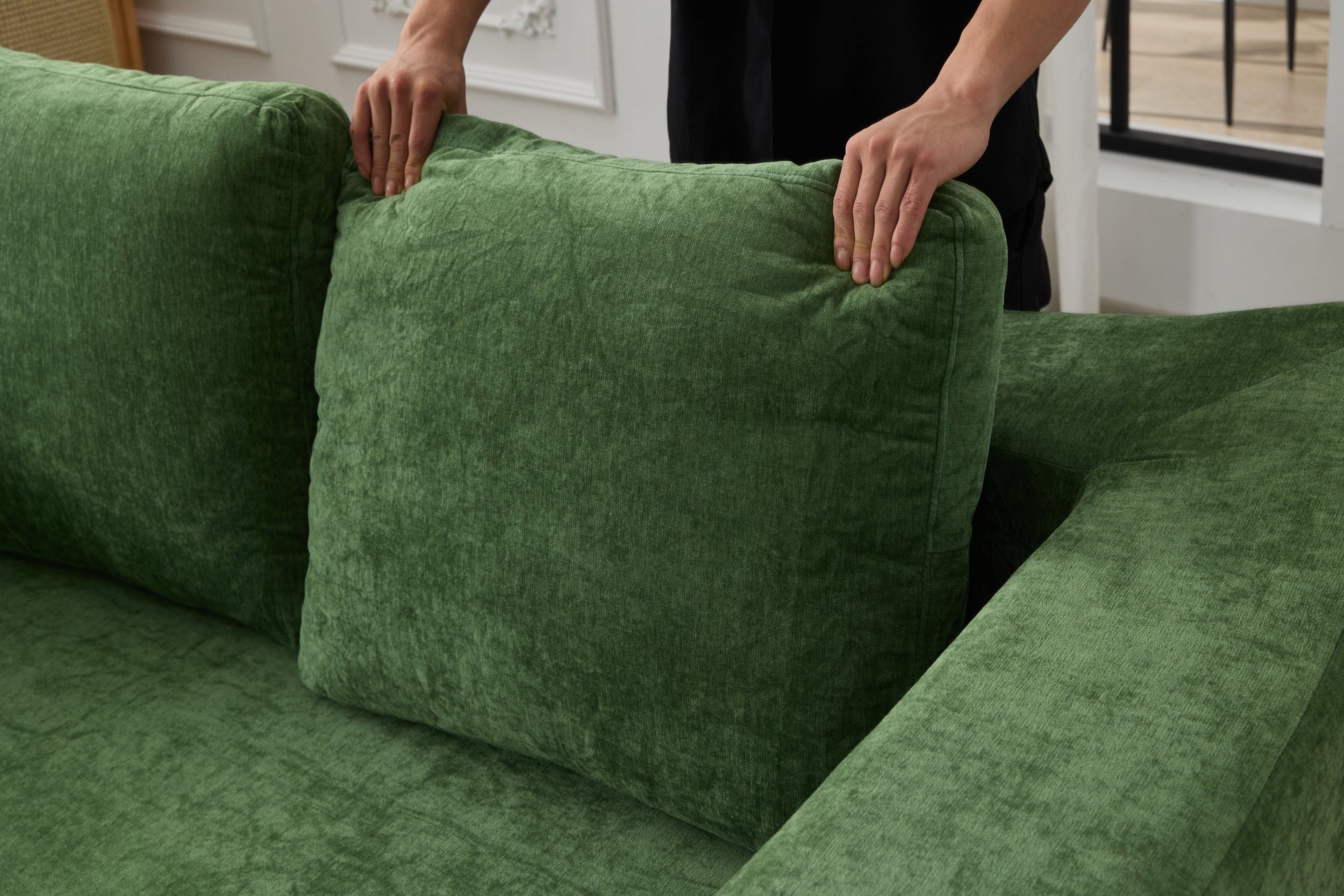 Modern Minimalist Sofa, Fold Out Sofa Bed, Convertible Chair Floor Couch & Sleeping Mattress For Living Room, Bedroom, Apartment, Removable Backrest, Green Green Chenille Soft Vintage Chenille 2 Seat