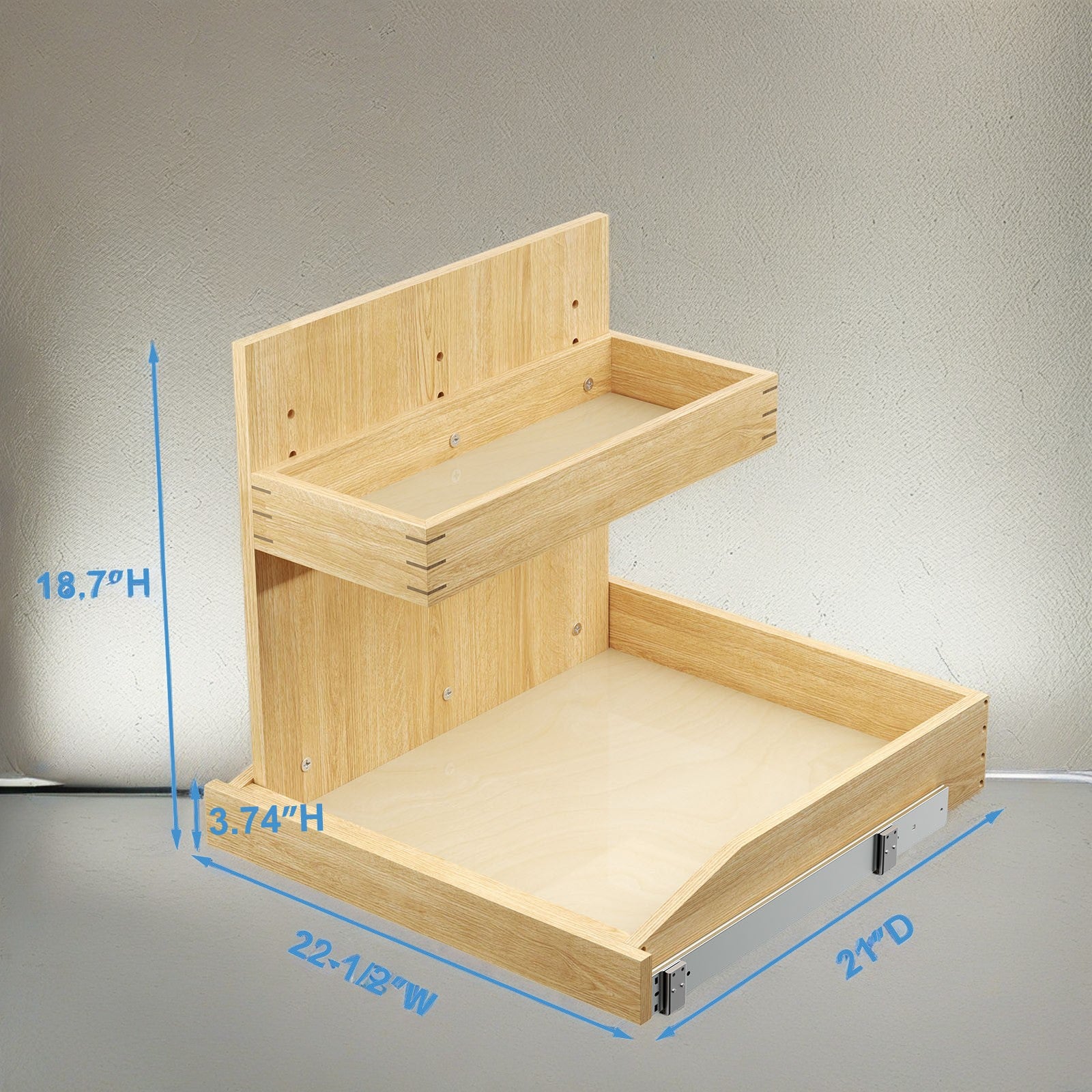 Under Sink Organizers And Storage 22 " W X 21" D, 2 Tier Pull Out Cabinet Organizer With Hard Close, Adjustable Pull Out Cabinet Organizer With U Bracket For Bathroom Kitchen Left Wood Wood