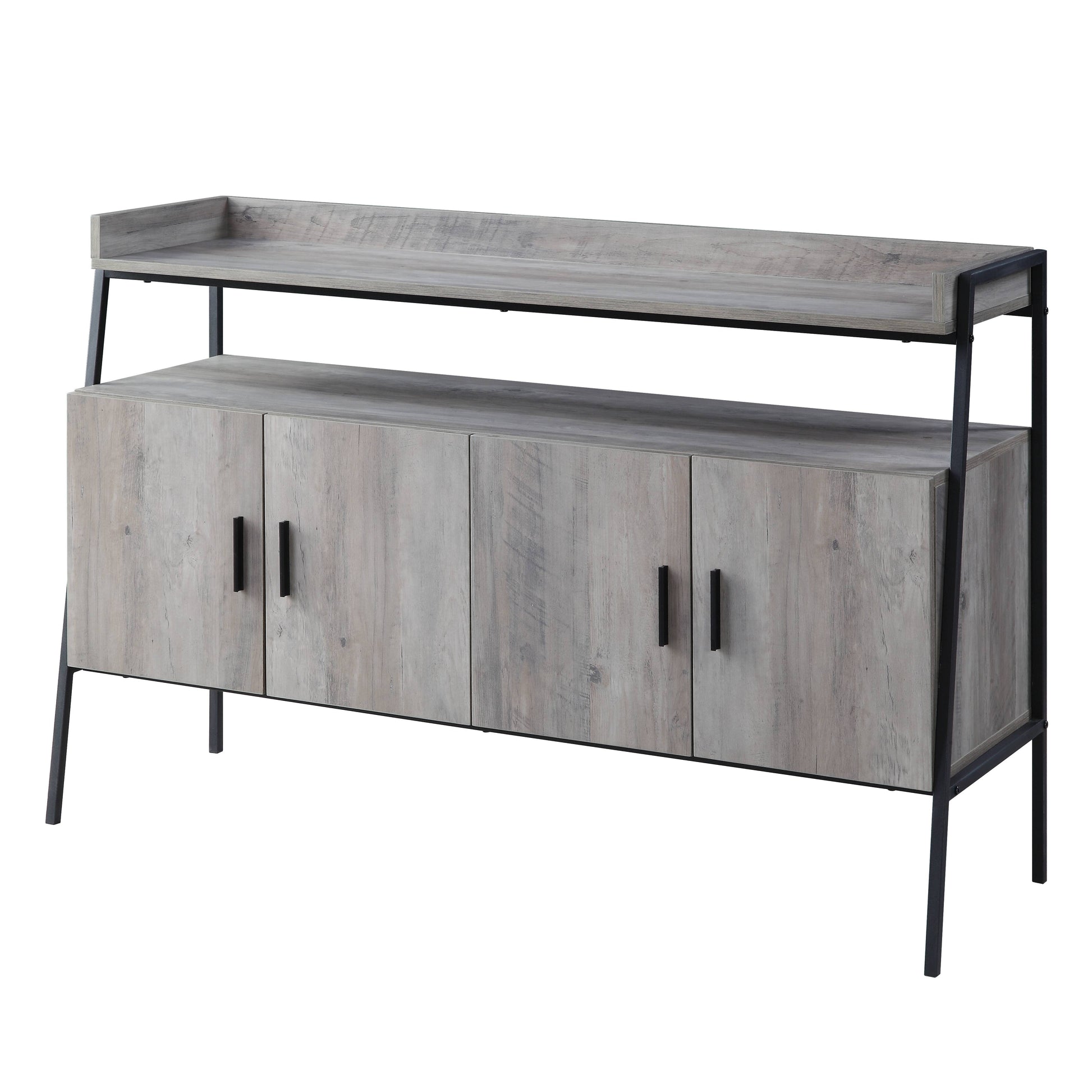 Samiya Gray Oak & Black Finish Tv Stand Gray 40 49 Inches Synthetic Wood