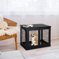 Pawhut Dog Crate Furniture, Small Dog Cage End Table With Two Opening Sides, Lockable Door, Puppy Kennel Indoor, Cute And Decorative, Black Black Mdf