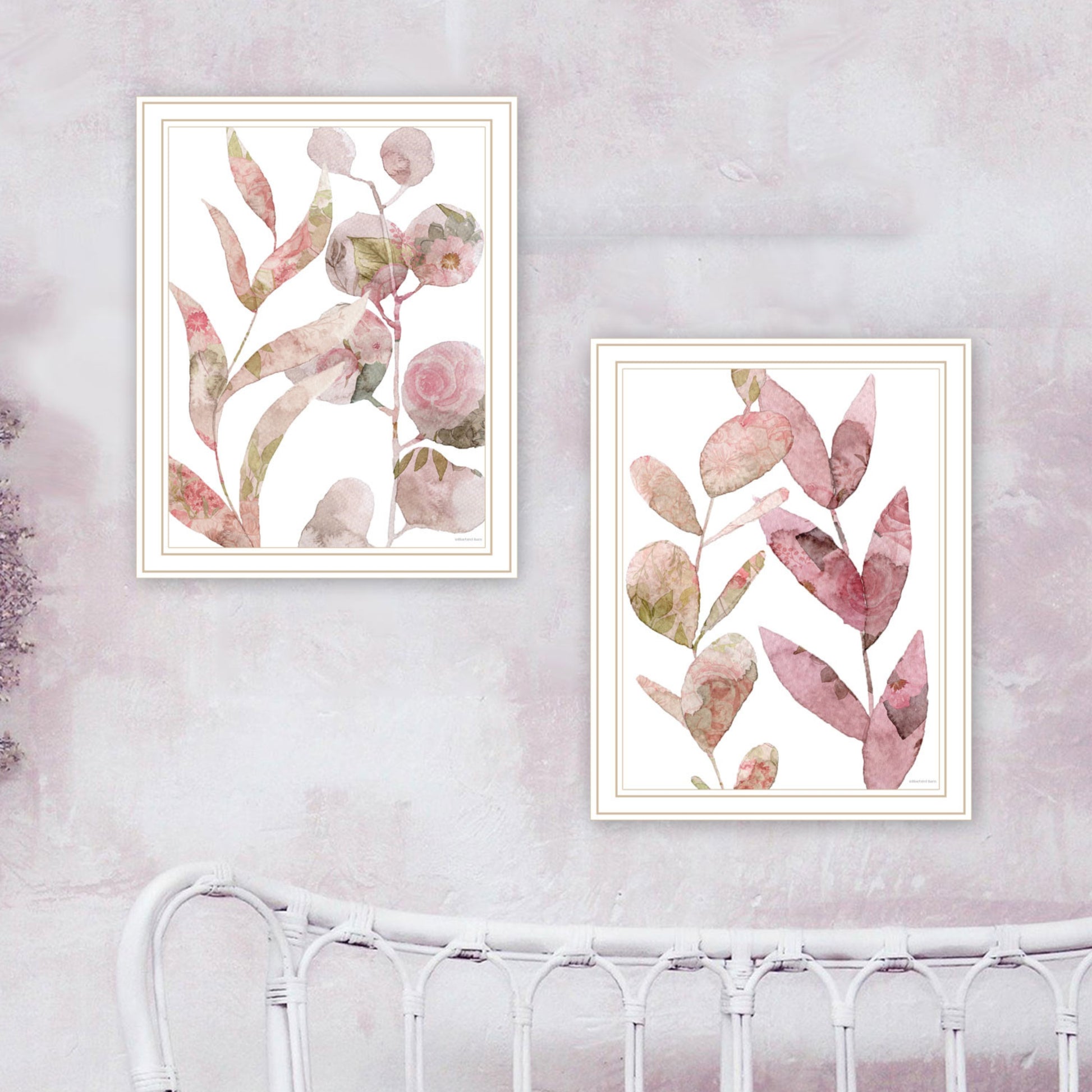 2 Piece Vignette Meadow Flora Botanicals I & Ii Framed Wall Art For Living Room, Abstract Wall Art Print For Home Decor, Bedroom Wall Art By Bluebird Multicolor Wood Paper