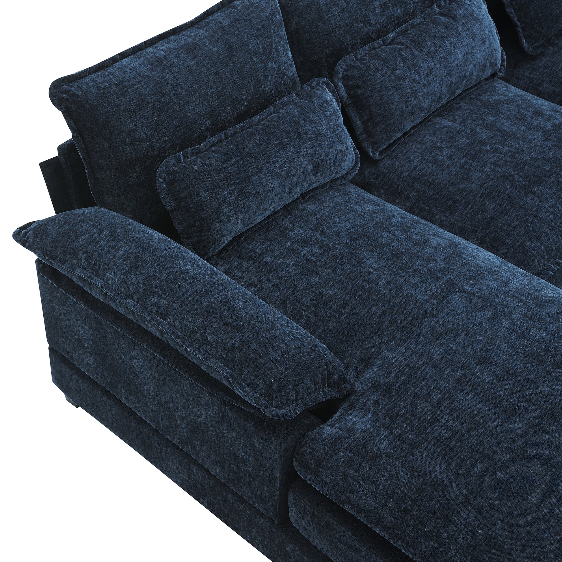 123*55" Modern U Shaped Sofa With Console,Cupholders And Usb Ports,6 Seat Upholstered Symmetrical Indoor Furniture,Sleeper Couch Set With Chaise For Living Room,Apartment,5 Colors Blue Chenille 6 Seat