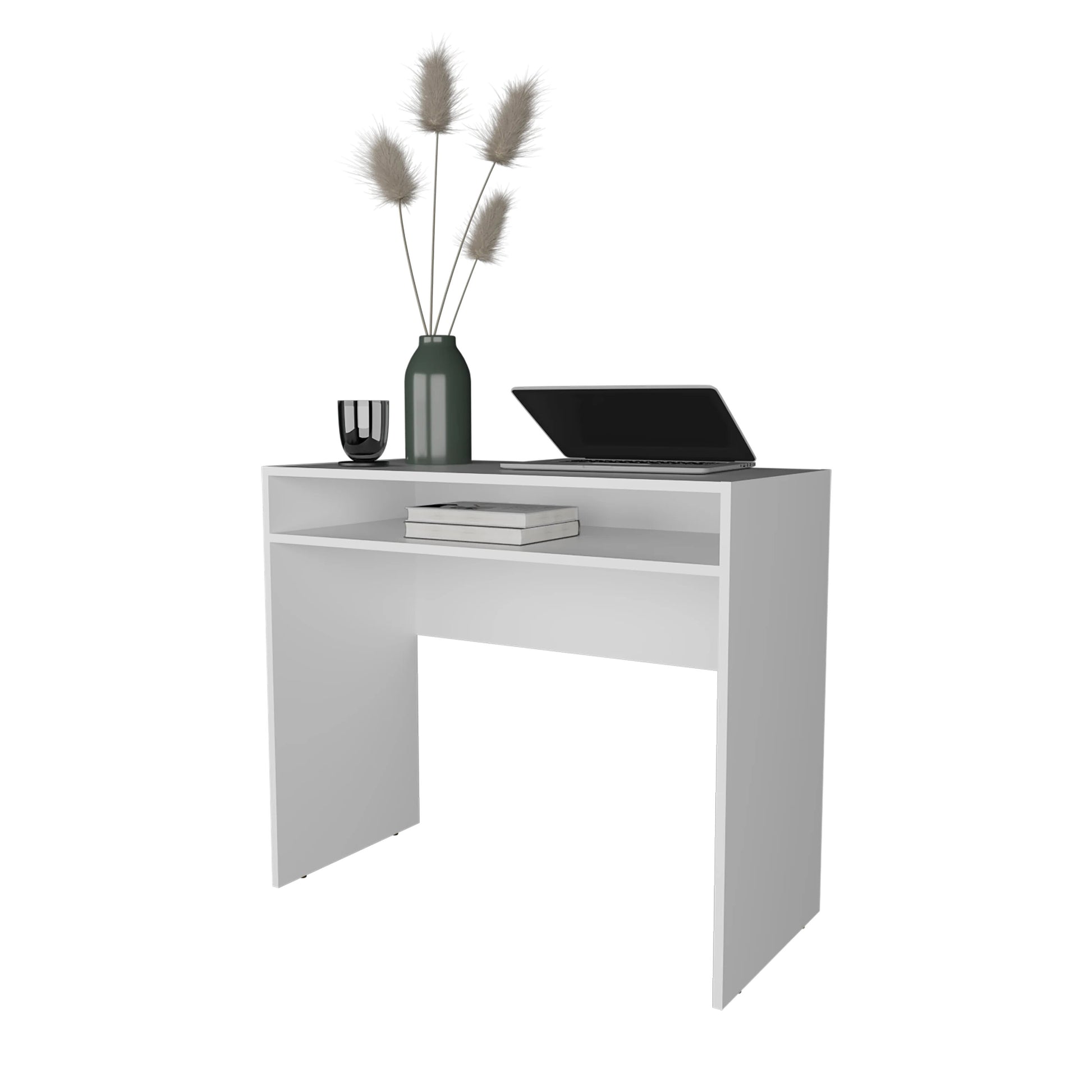 White Desk With Storage White Primary Living Space Melamine