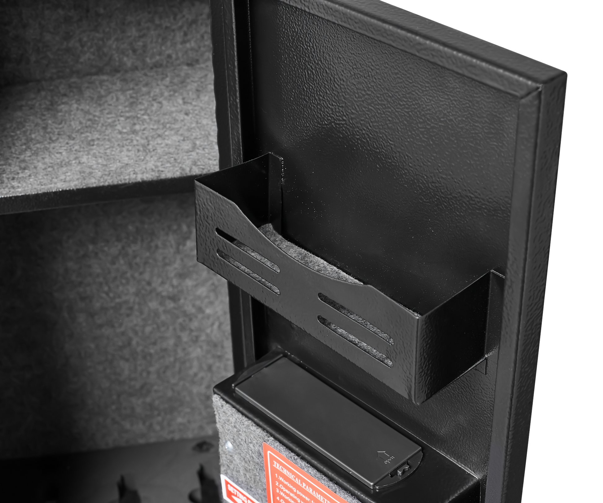 Sturdy Black Steel Cabinet, With Led Lights, Removable Shelf Bullet Rack And Rack. Black Metal