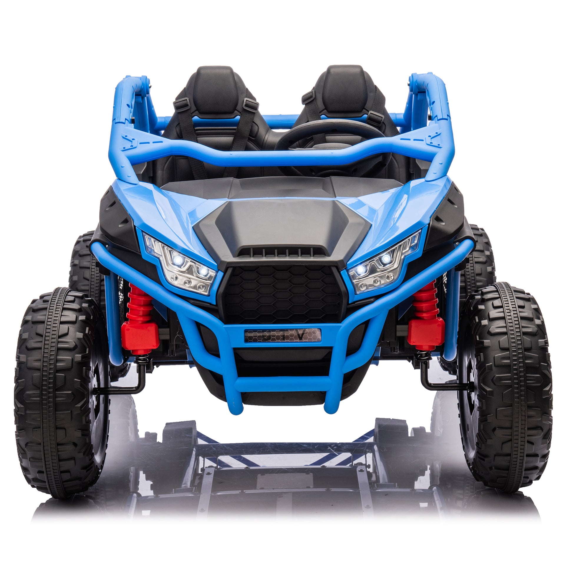 24V Two Seater Kids Ride On Utv W Parents Control,20In Seat Width,400W Super High Power,Four Wheel Suspension,Bluetooth,Mp3,Usb,Led Light,Horn,Rear Storage Space,Speeds 3.73 4.97Mph For Kids Aged 3 . Blue 100 149 Lbs Polypropylene