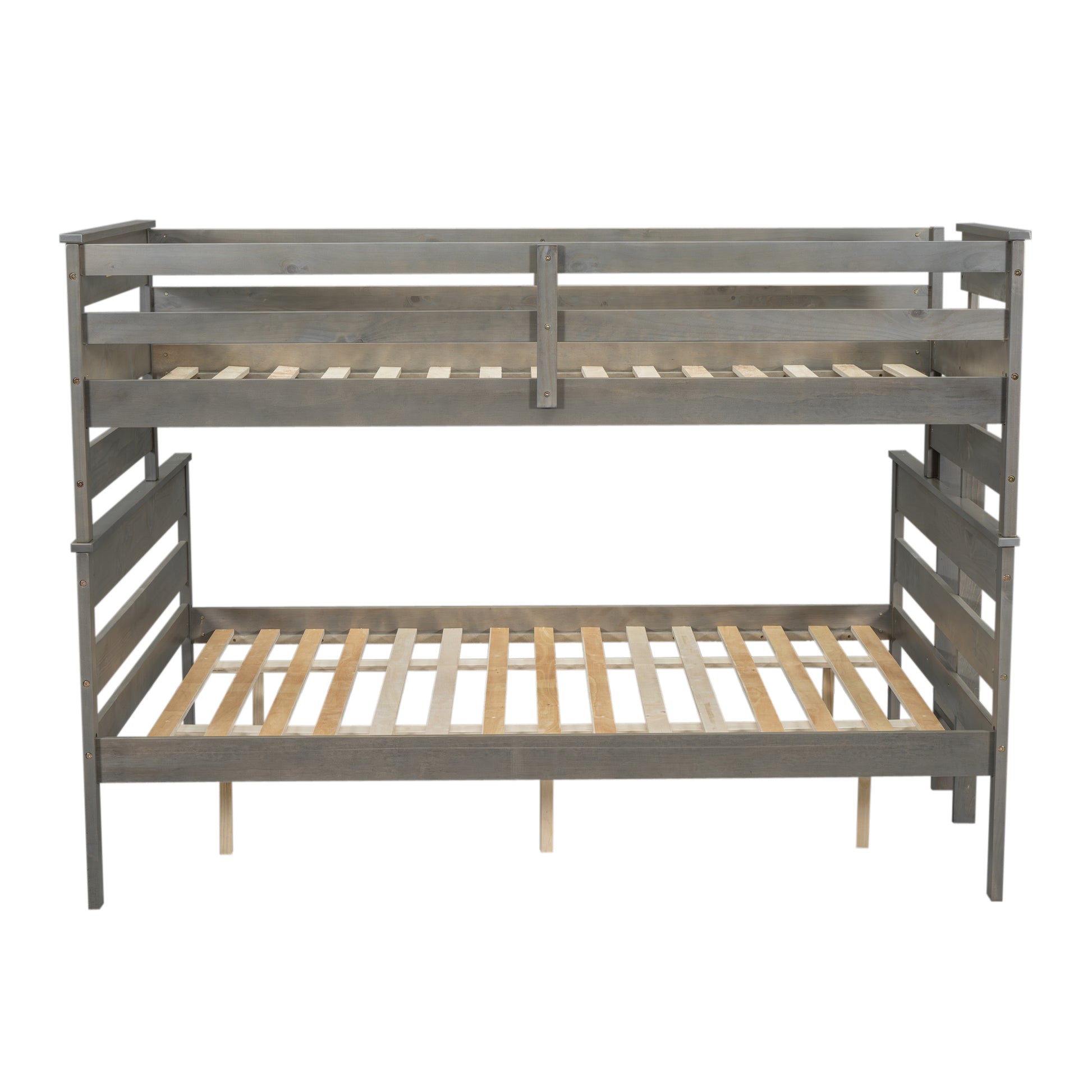 Wood Twin Xl Over Queen Bunk Bed With Ladder, Gray Twin Xl Box Spring Not Required Gray Wood Bedroom Bunk Solid Wood Mdf