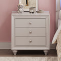 Modern Style Nightstand With 3 Drawers, Bed Side Table, End Table For Bedroom Living Room, Cream Grey Cream Grey Wood