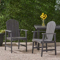 Outdoor Weather Resistant Acacia Wood Adirondack Dining Chairs Set Of 2 , Dark Gray Finish Dark Grey Acacia Wood