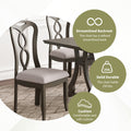 Retro 7 Piece Trestle Dining Table Set With Upholstered Dining Chairs, Smooth Dining Backs For Dining Room, Living Room, Kitchen, Gray Upholstered Chair Wood Gray Seats 6 Wood Dining Room Solid Wood Rubberwood Trestle Rectangular Foam Dining Table With