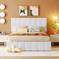 Full Size Upholstered Platform Bed With A Hydraulic Storage System White Old Sku: Lp000111Aak White Upholstered
