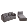 Multi Module Combination Style Sofa For Living Room, Bedroom And Other Lounge Spaces, Modern Minimalist Corduroy Combination Sofa With 2 Comfort Cushions With Usb & C Charging Ports,Gray,Two Sets Gray Foam Fabric 8 Seat