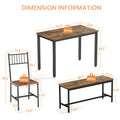 Dining Table Set, Barstool Dining Table With 2 Benches 2 Back Chairs, Industrial Dining Table For Kitchen Breakfast Table, Living Room, Party Room, Rustic Brown And Black,43.3 L X 23.6 W X 29.9 H Rustic Brown Seats 6 Particle Board