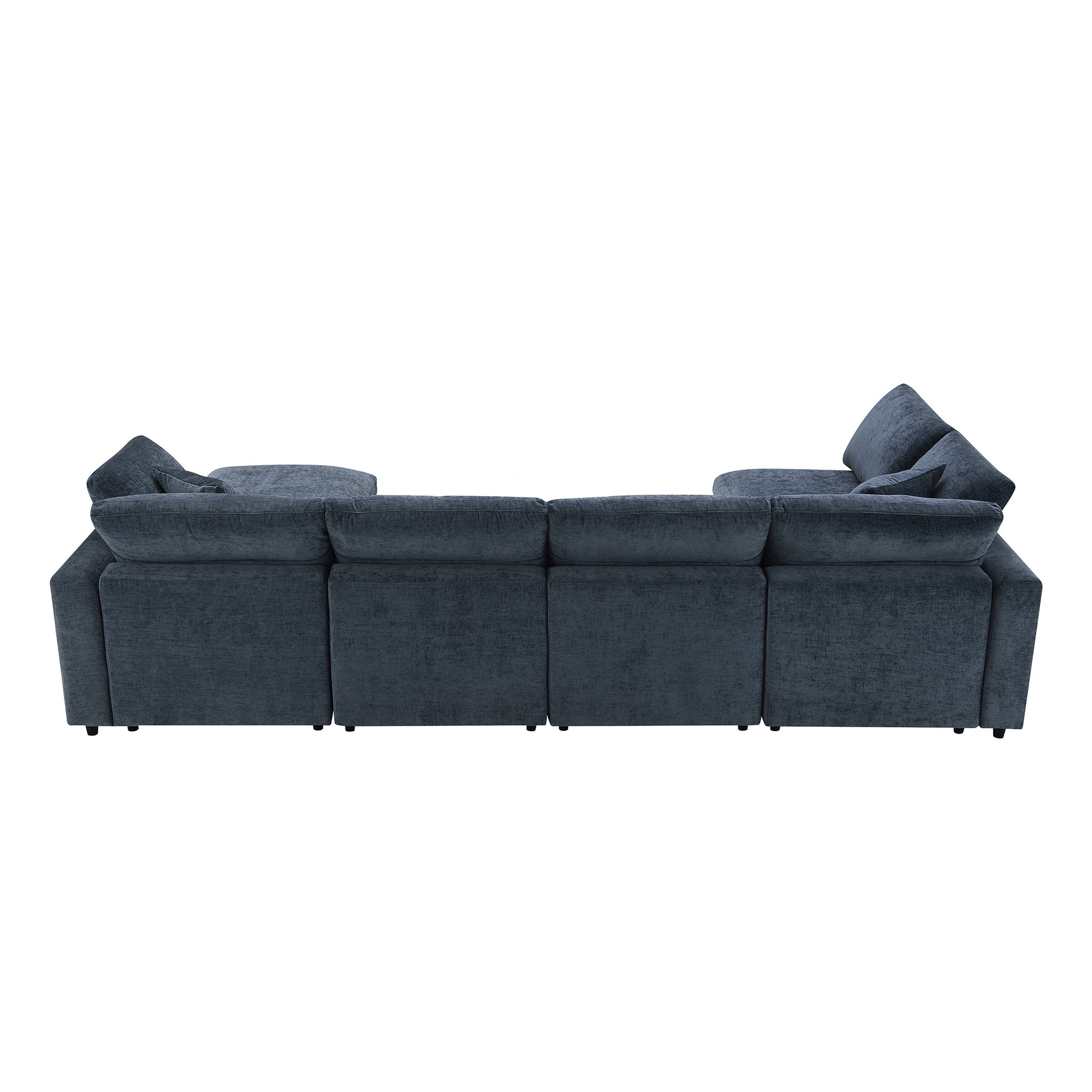 130*65" Modern Modular Cloud Sofa Bed, 6 Seat Chenille Sectional Couch Set With Ottoman,Free Combination,Convertible U Shaped Sleeper Sofa For Living Room, Apartment, 3 Colors Dark Blue Chenille 6 Seat