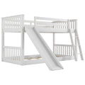 Twin Over Twin Bunk Bed With Convertible Slide And Ladder, White Old Sku: Sm000213 Box Spring Not Required Twin White Wood Bedroom Bunk Pine