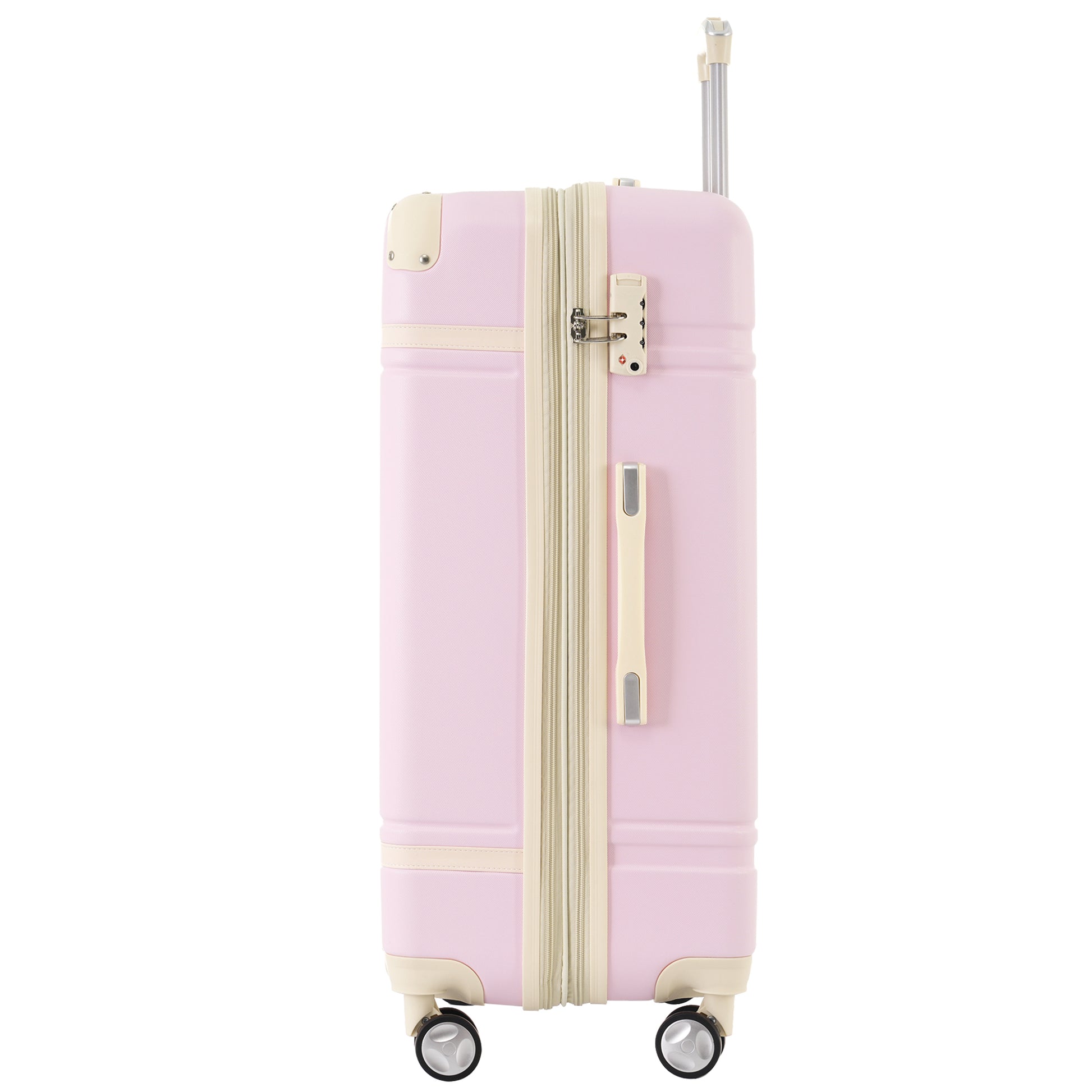 Hardshell Luggage Sets 4 Pieces 20" 24" 28" Luggages And Cosmetic Case Spinner Suitcase With Tsa Lock Lightweight Light Pink Abs