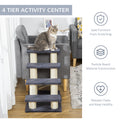 Pawhut Cat Tree With 4 Steps For High Beds Couch, Cute Stair Shaped Cat Tree For Indoor Cats Or Dogs W Sisal Scratching Post, Climbing, Playing, Gray Gray Particle Board