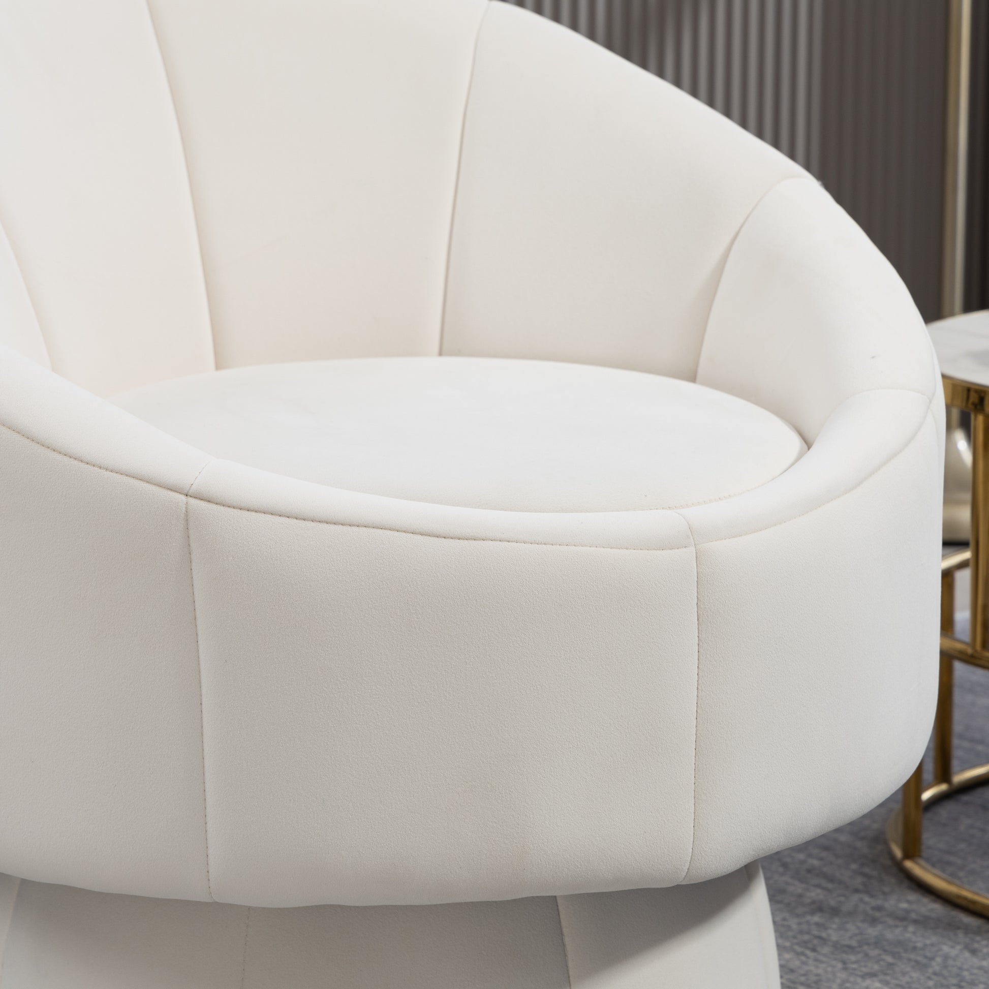 Mid Century Modern Accent Chair With Wood Frame, Upholstered Swivel Chair For Living Room Chairs With Waist Cushion, Reading Armchair For Bedroom Sunroom Beige Bedroom Modern Foam Velvet