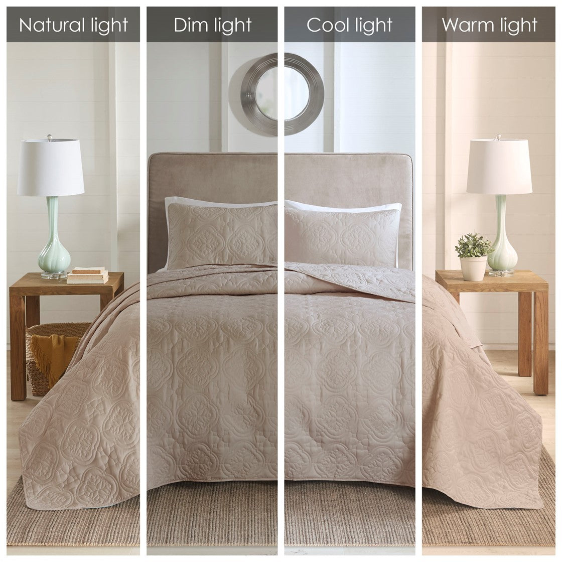 3 Piece Reversible Bedspread Set Khaki Full Queen Queen Khaki Microfiber