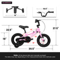 A14117 Kids' Bike 14 Inch Wheels, 1 Speed Boys Girls Child Bicycles For2 4Years, With Removable Training Wheels Baby Toys, Front V Brake, Rear Holding Brake Pink Cute Polyurethane Foam 3 To 4 Years Carbon Steel Outdoor