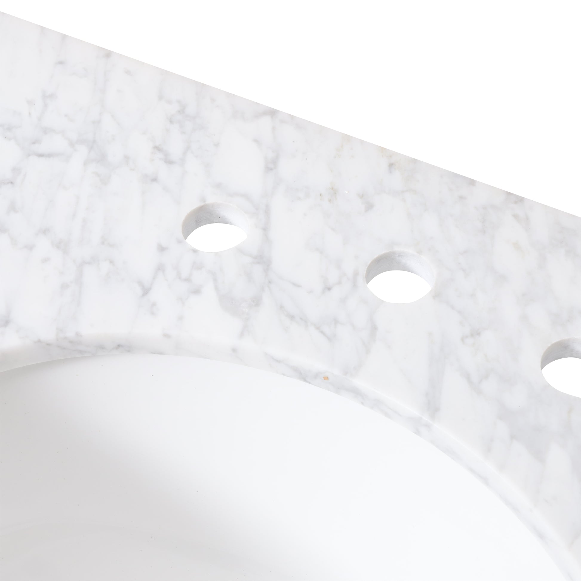 61'' Bathroom Vanity With Marble Top & Double Ceramic Sinks, 4 Drawers, Open Shelf, White White Plywood