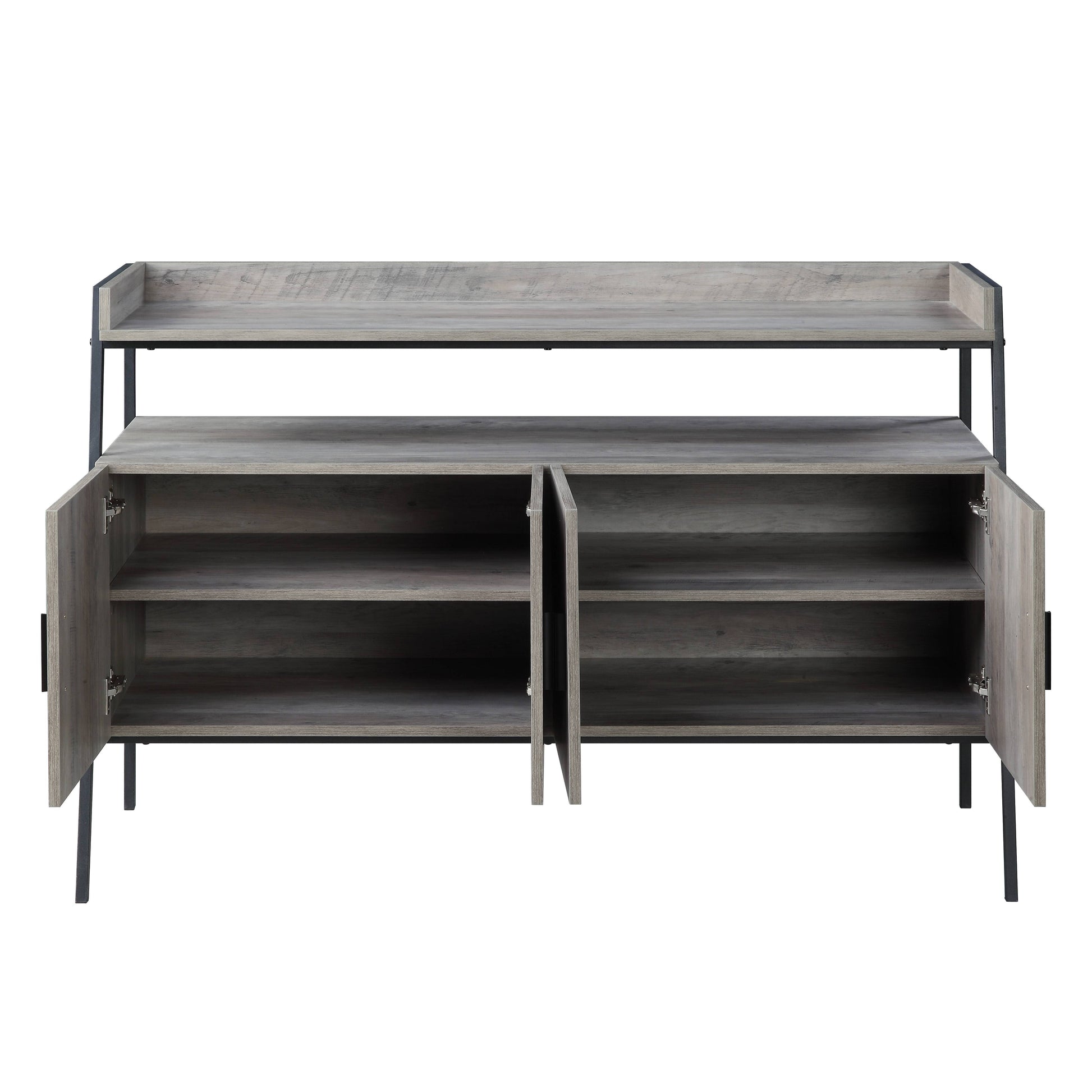 Samiya Gray Oak & Black Finish Tv Stand Gray 40 49 Inches Synthetic Wood