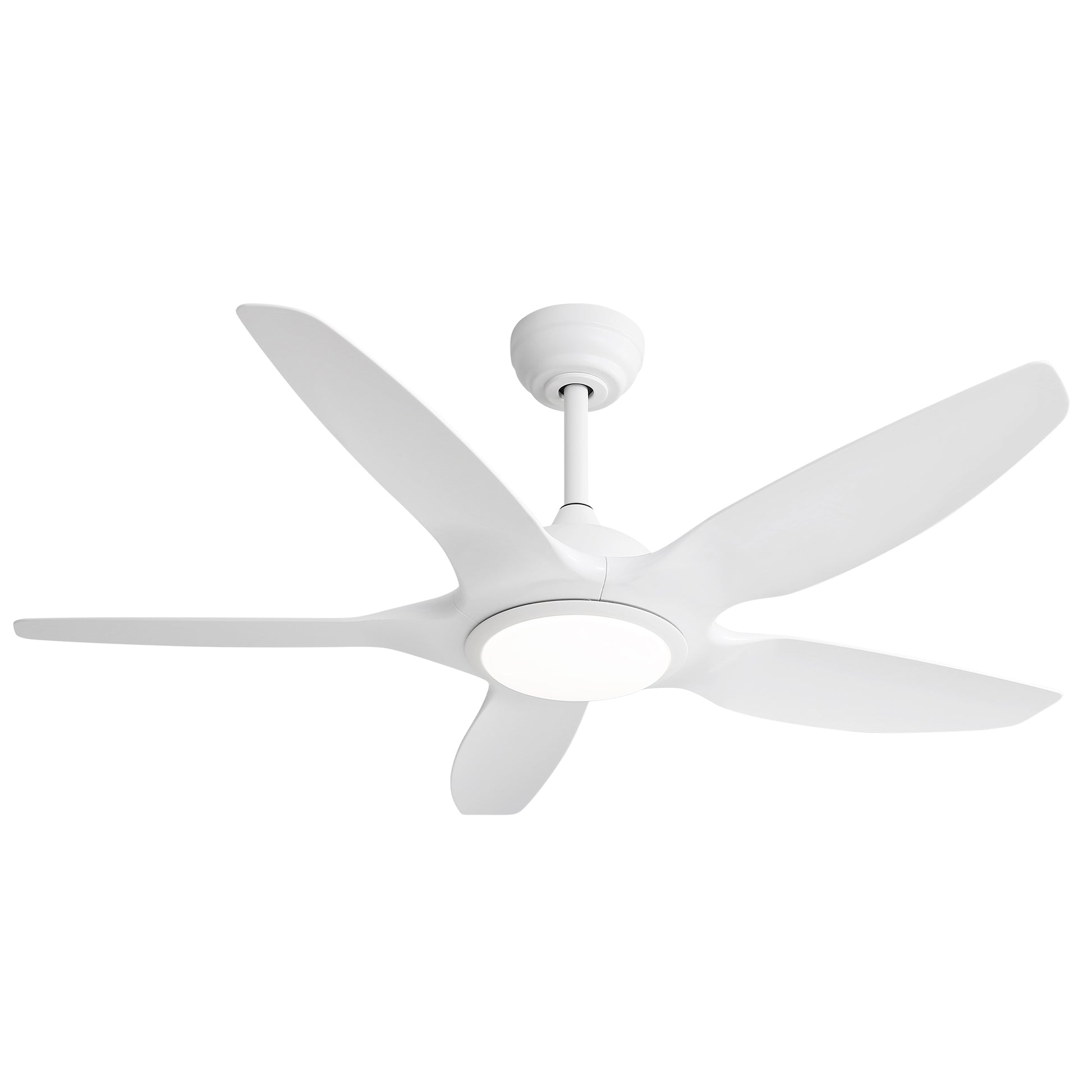 48 Inch Ceiling Fan With Dimmable Led Light And Remote Control, 5 Abs Blades Dc Motor White White Abs