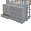 Full Over Full Bunk Bed With 4 Drawers And 3 Shelves Gray Full Gray Solid Wood