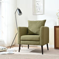 Barrel Chair, Modern Accent Chair, Fabric Armchair Club Chair,Upholstered Arm Chair With Solid Wood Legs,Waist Pillow,Padded Single Chair For Living Room Bedroom Study Waiting Room,Olive Green Olive Green Light Brown Primary Living Space Modern
