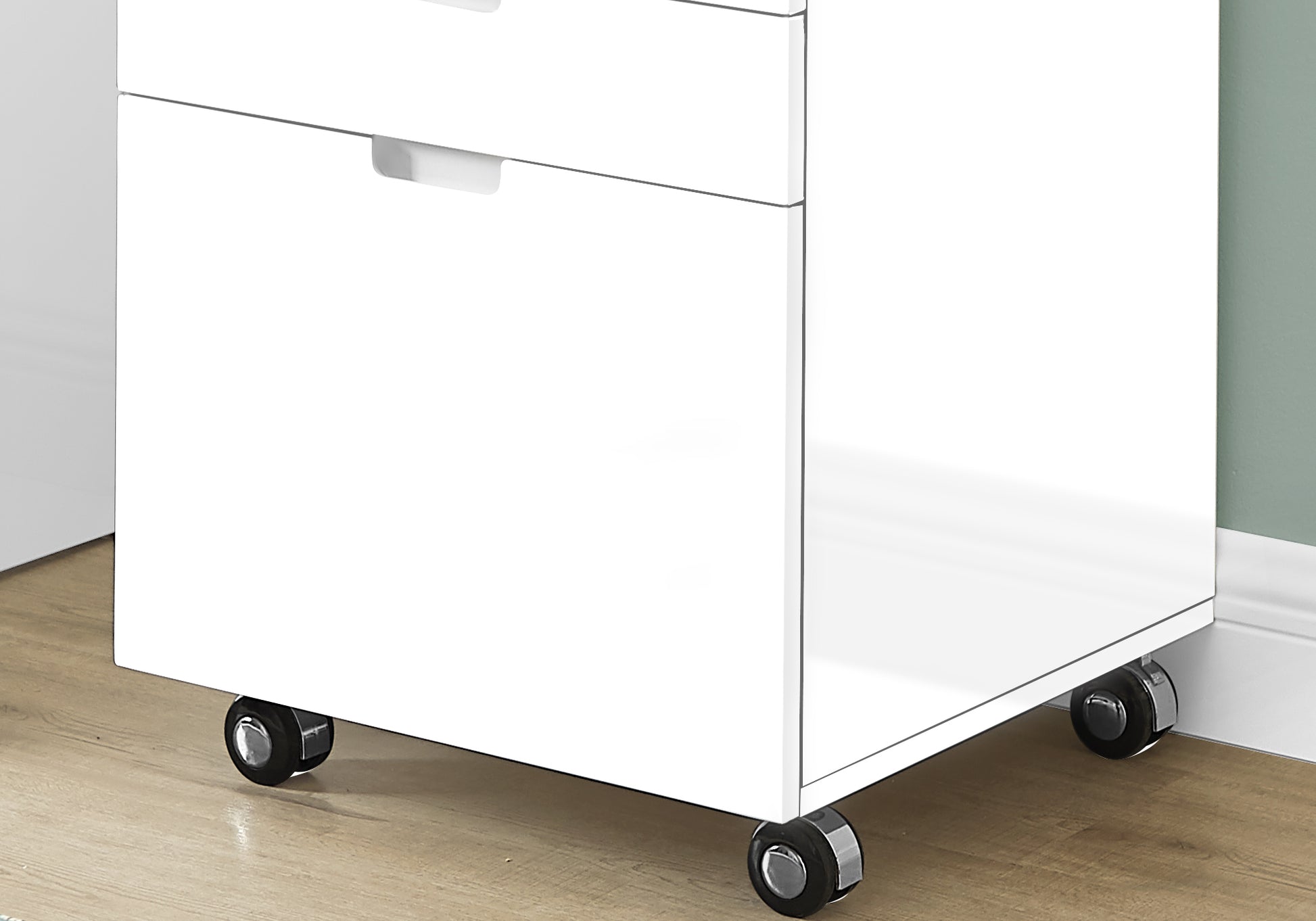 File Cabinet, Rolling Mobile, Storage Drawers, Printer Stand, Office, Work, Glossy White Laminate, Contemporary, Modern White Mdf