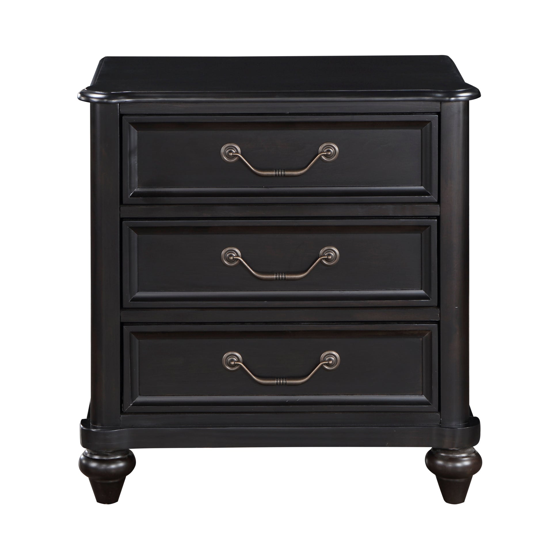 Charcoal Brown Finish Traditional Bedroom Furniture 1Pc Nightstand Of 3 Drawers Antique Handles Classic Design Bedside Table Brown Mix 3 Drawers Bedroom Classic,Traditional Wood