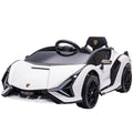 Aosom Lamborghini Sian Licensed Kids Ride On Car, 12V Battery Powered Electric Sports Car Toy With Remote Control, Horn, Music, & Headlights, White White Plastic