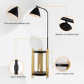 Luxury Shelves Floor Lamp For Living Room With Metal Lampshade, Standing Lamp Tall Industrial Floor Lamp Reading For Bedroom, Office E26 No Included Bulb Matte Gold Matte Black Gold Matte Black American Design,Industrial,Luxury,Modern Metal